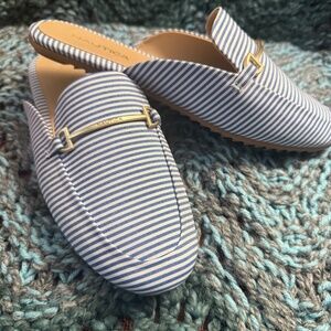 Nautica Labella Blue White Striped Slip-on Mule Flats